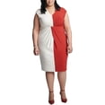 thumbnail image 1 of Kasper Womens Plus Colorblock Work Wear Midi Dress, 1 of 1