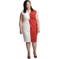 thumbnail image 1 of Kasper Womens Plus Colorblock Work Wear Midi Dress, 1 of 1