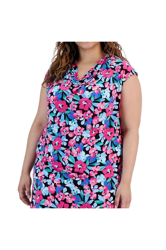 Womens Flower Peasant Blouse, Multicoloured, Plus Size, 3X