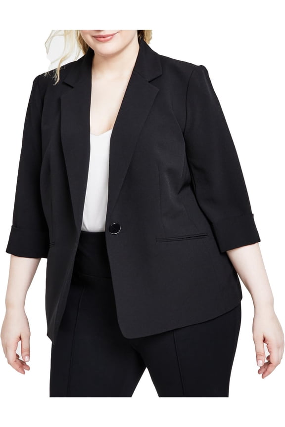 Womens Plus Cuffed Suit Separate One-Button Blazer