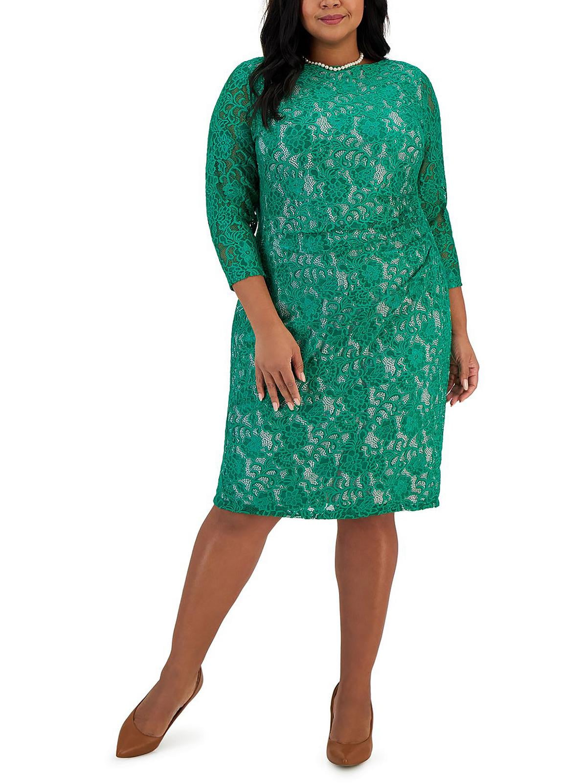 Kasper Womens Plus Laurissa Gathered Lace Sheath Dress - Walmart.com Kasper Womens Plus Laurissa Gathered Lace Sheath Dress - Walmart.com
