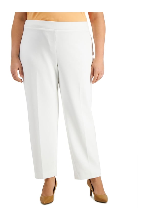 Womens Plus Mid Rise Pull On Straight Leg Pants