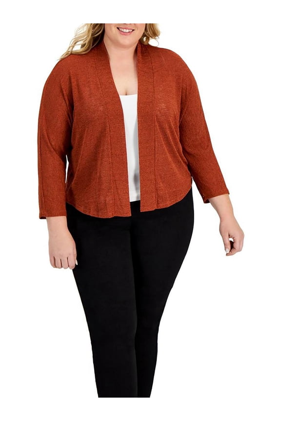 Womens Plus Open Front Cropped Blouse