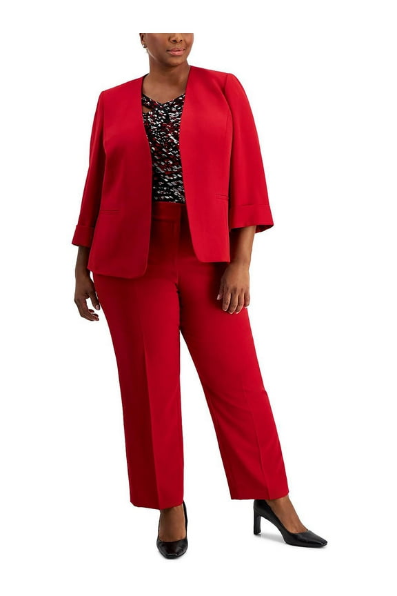 Womens Plus Ponte Faux Fly Dress Pants