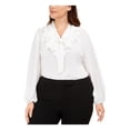 thumbnail image 1 of Kasper Womens Plus Ruffled Tie-Neck Blouse, 1 of 2
