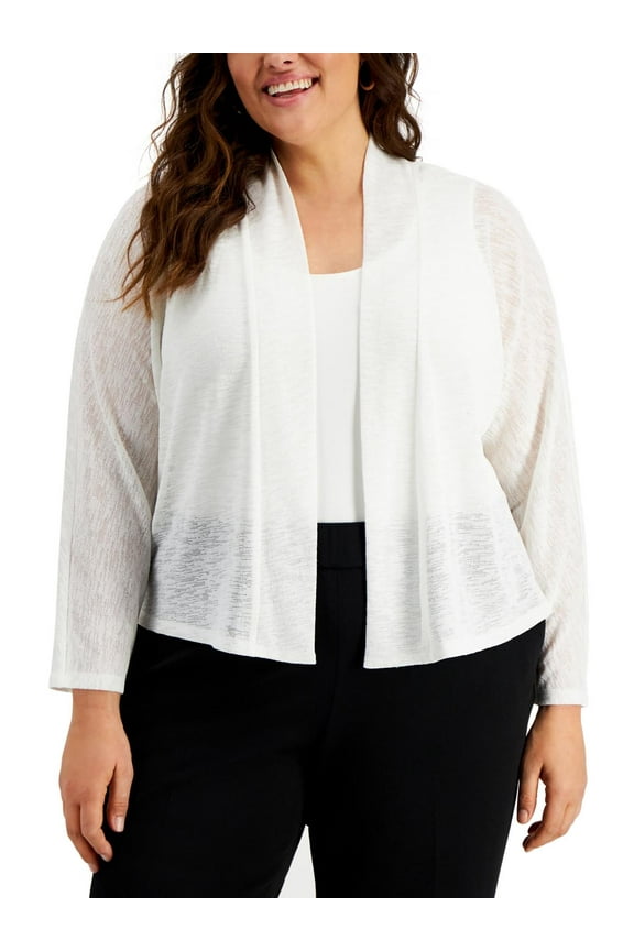 Womens Plus Shawl Collar Open Front Cardigan Sweater