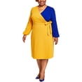 thumbnail image 1 of Kasper Womens Plus Colorblock Textured Midi Dress, 1 of 1