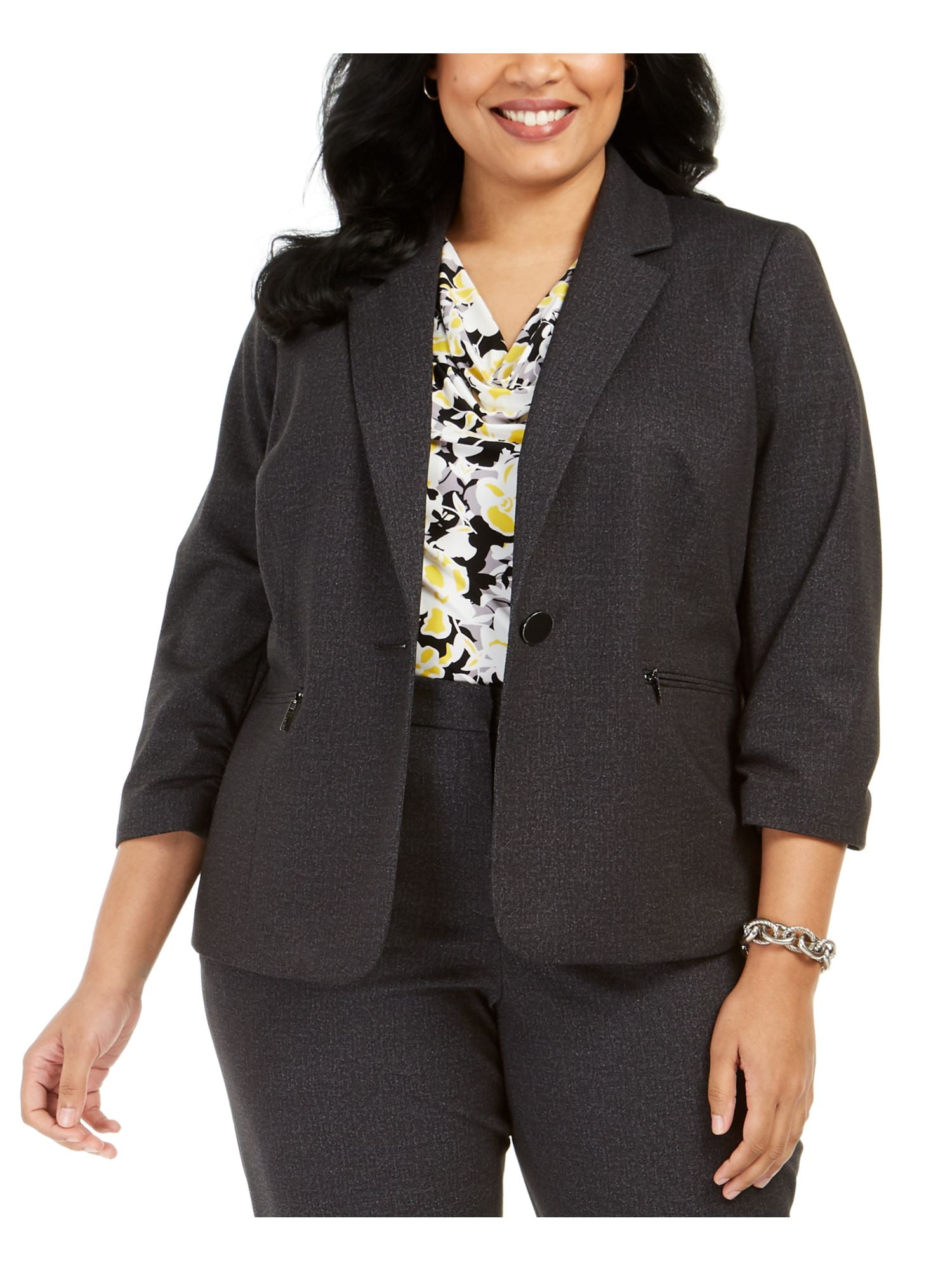 Kasper Womens Plus Solid Work Wear Blazer Gray 18W - Walmart.com