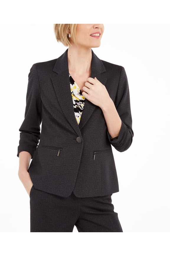 Womens Ruched One-Button Blazer