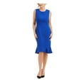 thumbnail image 1 of Kasper Womens Ruffle Hem Sleeveless Shift Dress Blue 4, 1 of 4
