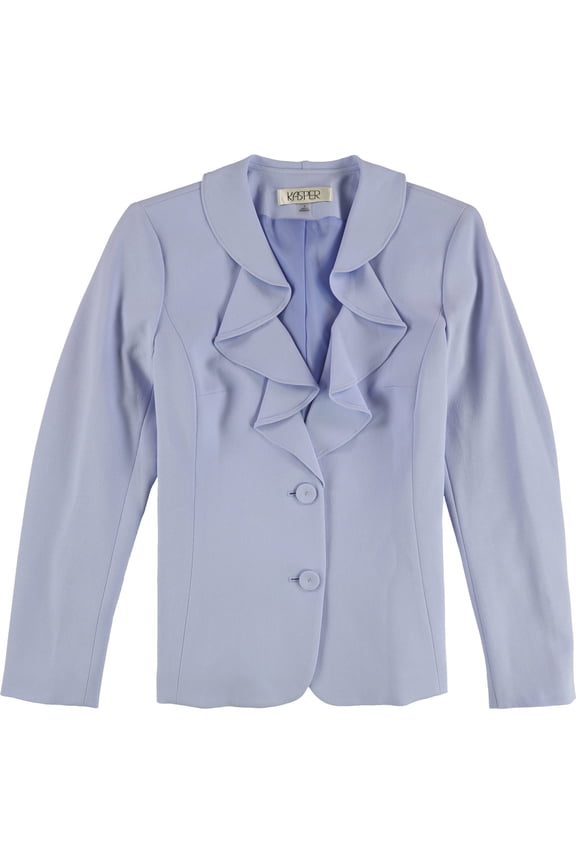 Womens Ruffled Two Button Blazer Jacket, Purple, 4