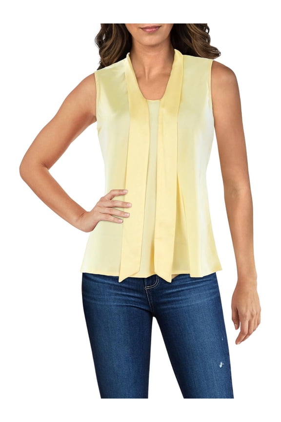 Womens Shimmer Tie Neck Shell