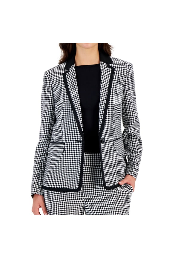 Womens Shoulder Padded One Button Blazer Jacket, White, Petite, 4P