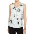 thumbnail image 1 of Kasper Women's Floral-Print Pleated Sleeveless Top (S, Spring Green Multi), 1 of 3