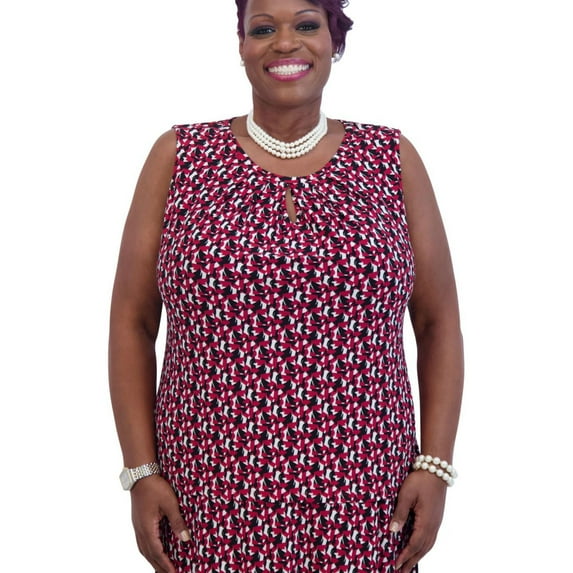 Kasper Womens Sleeveless Keyhole Knit Blouse, Multicoloured, 1X