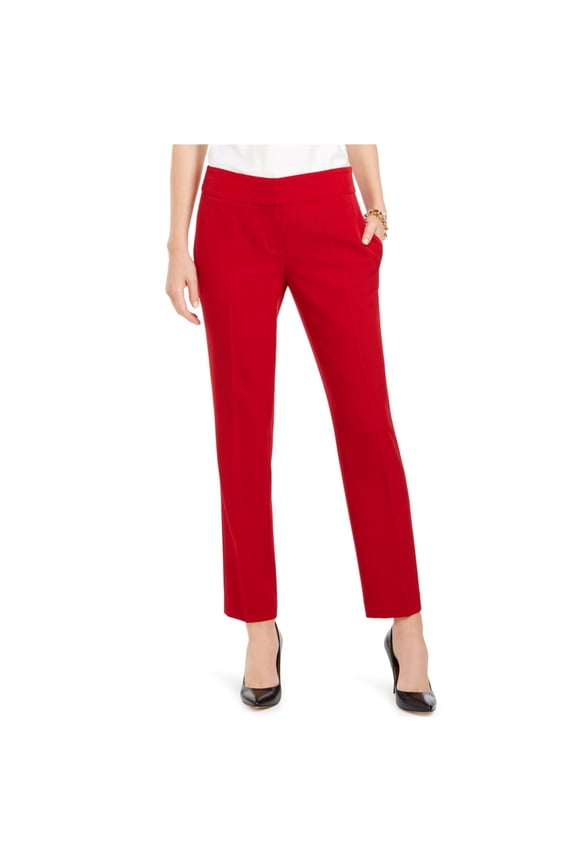 Womens Solid Casual Trouser Pants, Red, Petite, 6P