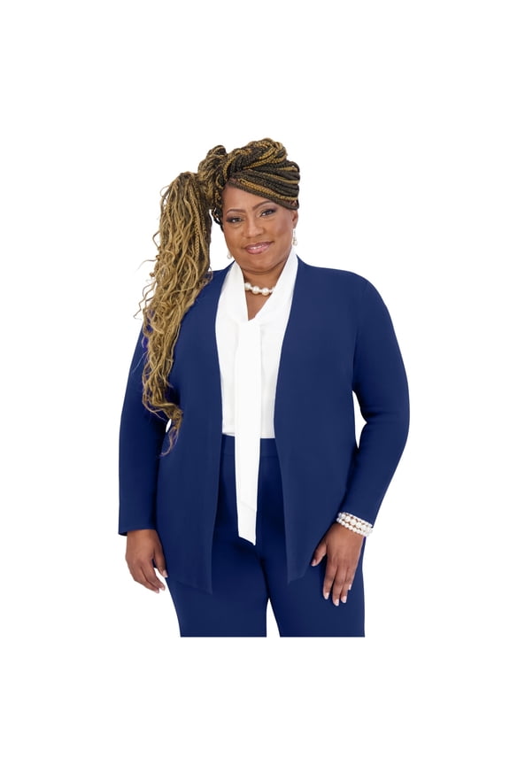 Womens Solid Cardigan Sweater, Blue, Large