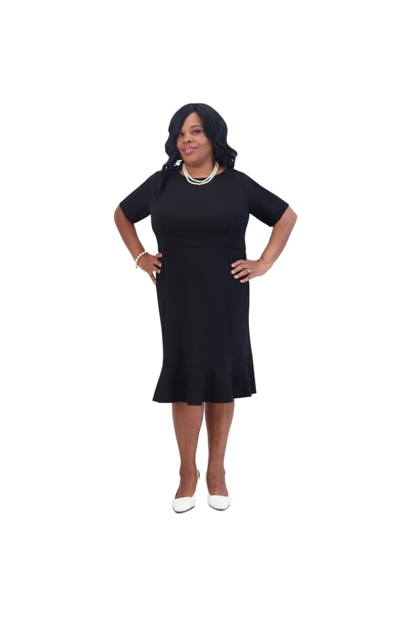 Womens Solid Sheath Dress, Black, XX-Large