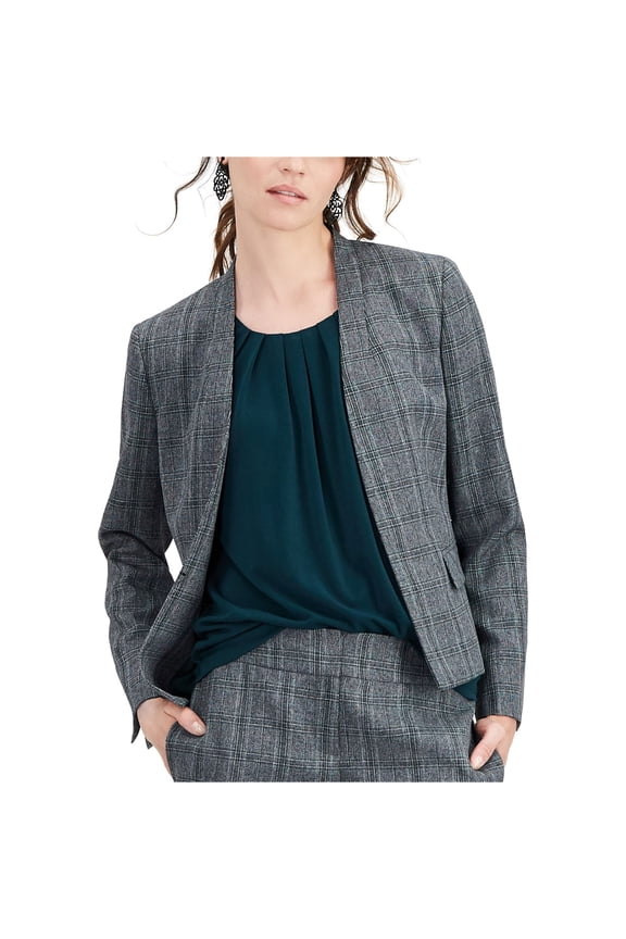 Womens Stand Collar Blazer Jacket, Grey, 16