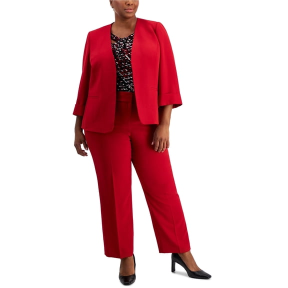 Kasper Womens Stretch Crepe Casual Trouser Pants, Red, Plus Size, 24W