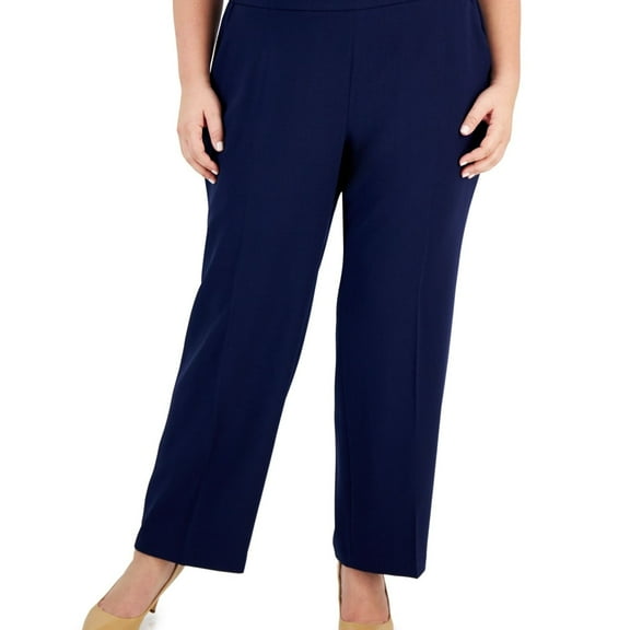 Kasper Womens Stretch Crepe Dress Pants, Blue, 3X