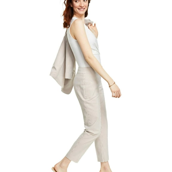 Kasper Womens Seersucker Stripe Casual Trouser Pants, Beige, 18