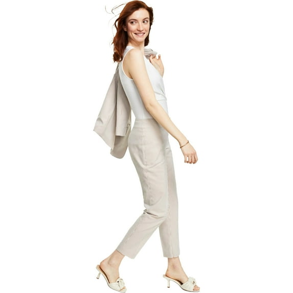 Kasper Womens Seersucker Stripe Casual Trouser Pants, Beige, 16