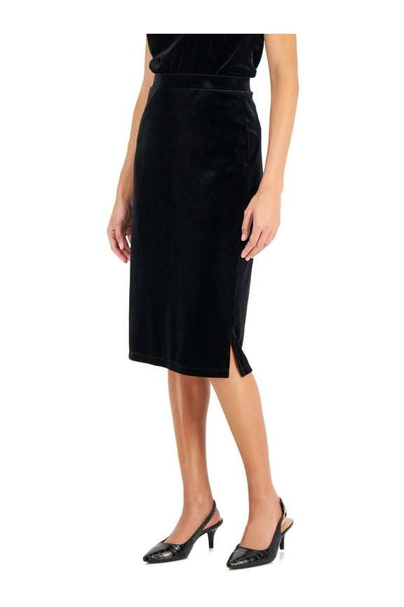 Womens Velour Slim Midi Skirt