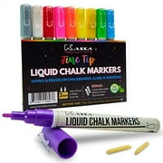 Kassa Chalk Markers - 10 Pack, Neon Multicolor - Fine Tip: Includes Silver & Gold; Erasable for Blackboard, Windows, Glass or Mirror; Non-Toxic Washable Chalk Board Paint Pens with Reversible Tip