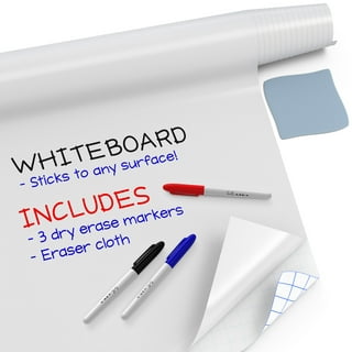 White Board Adhesive Wallpaper 6' x 4', Large Dry Erase Wall Sticker 48 x  72 inches, Dry Erase Paper Roll for Table/Doors, 4 Markers, Super Sticky,  No Ghost After 60 Days 