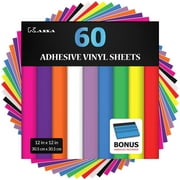 Kassa 60-Piece Permanent Vinyl Sheets | 10 Bold Colors in 12 x 12 with a Squeegee Included | Compatible with Cricut, Silhouette & Other Cutting Machines | For DIY Art Projects, Styling & Decorating