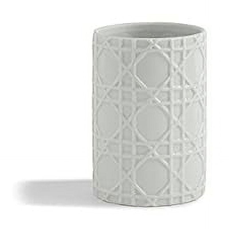 White Embossed Porcelain Rattan Pattern Tumbler