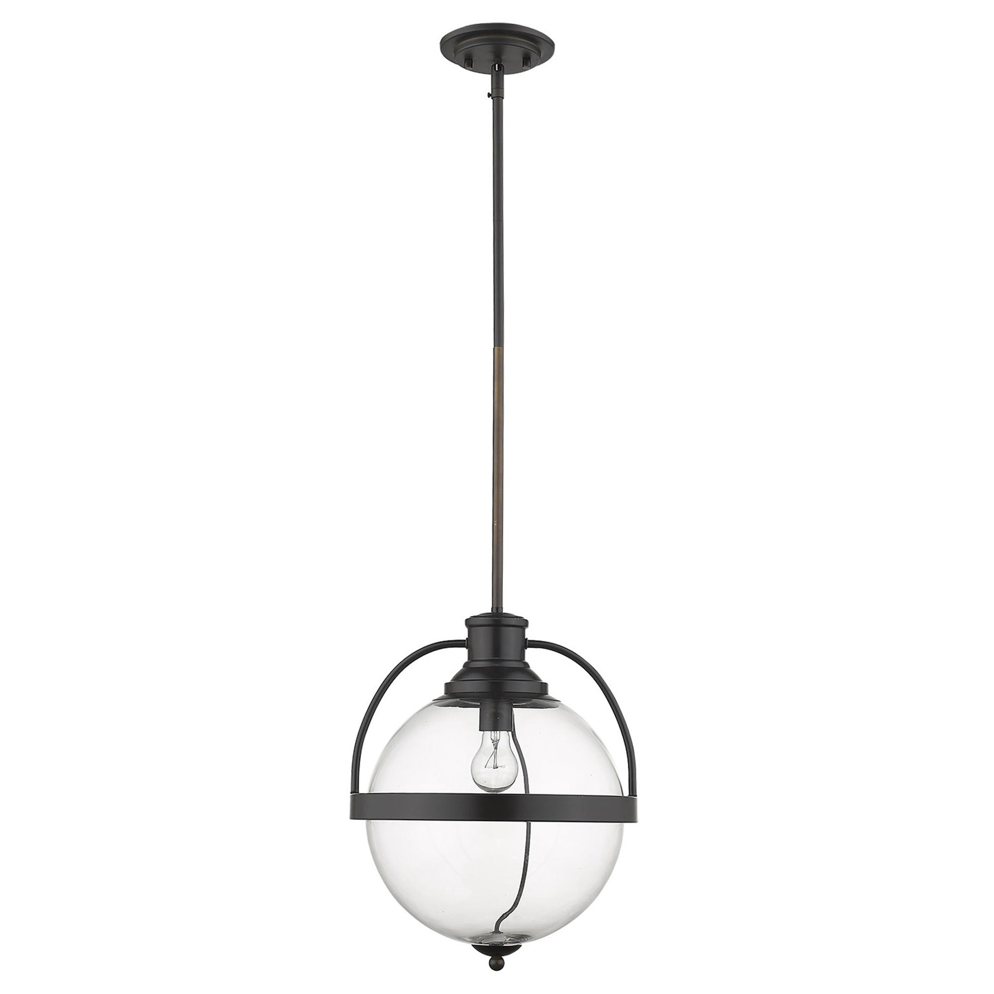 Kassian 16" Bronze and Glass Globe Pendant Light