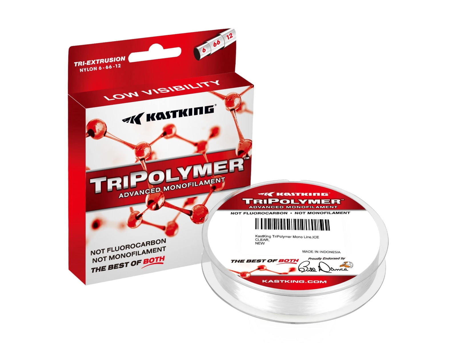 Kast King TriPolymer Advanced Monofilament Fishing Line, Ice Clear