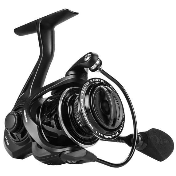 KastKing Zephyr Spinning Reel Graphite Frame 5.2:1 Gear Ratio 7+1 Ball Bearings Fresh and Saltwater-Black 2000