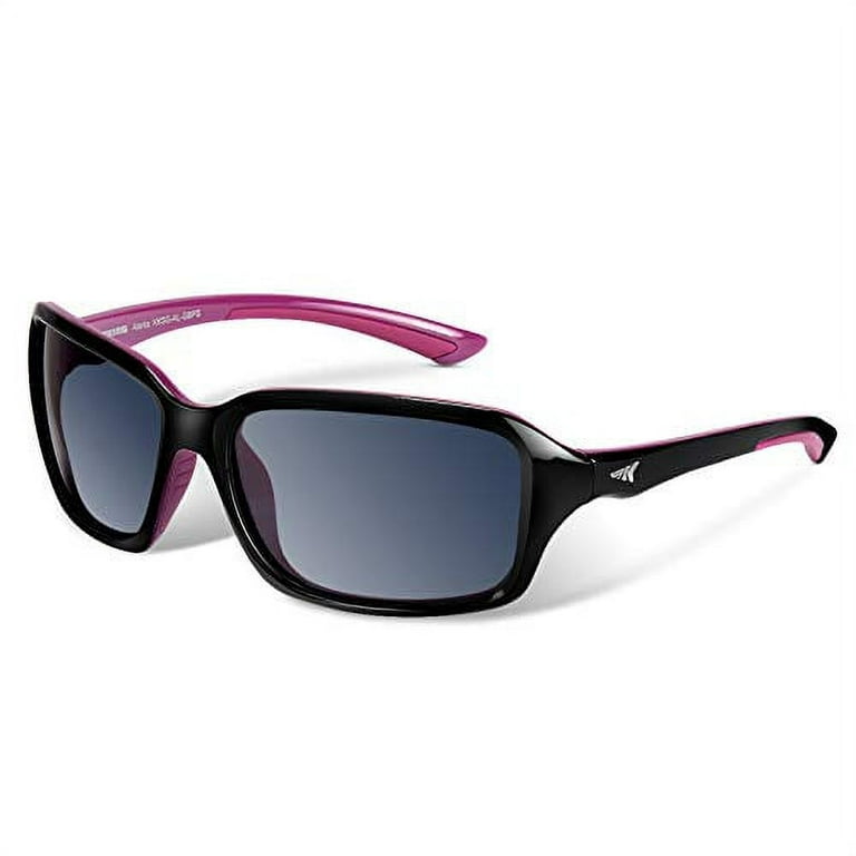 KastKing Alanta Polarized Sport Sunglasses, Gloss Black Purple Frame, Smoke Lens