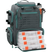 KastKing Fishing Tackle Backpack with Rod Holders-4 Tackle Boxes-Rain Cover,45L Large Storage for Fishing Gear-Bait Boss