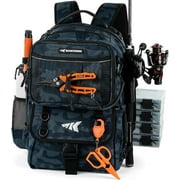 KastKing Fishing Tackle Backpack with Removable Bait Binder & 4 Tackle Boxes, Rod Holders Storage Fishing Gear- BaitSpace 50L