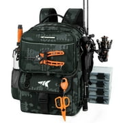 KastKing Fishing Tackle Backpack with Removable Bait Binder & 4 Tackle Boxes, Rod Holders Storage Fishing Gear- BaitSpace 50L