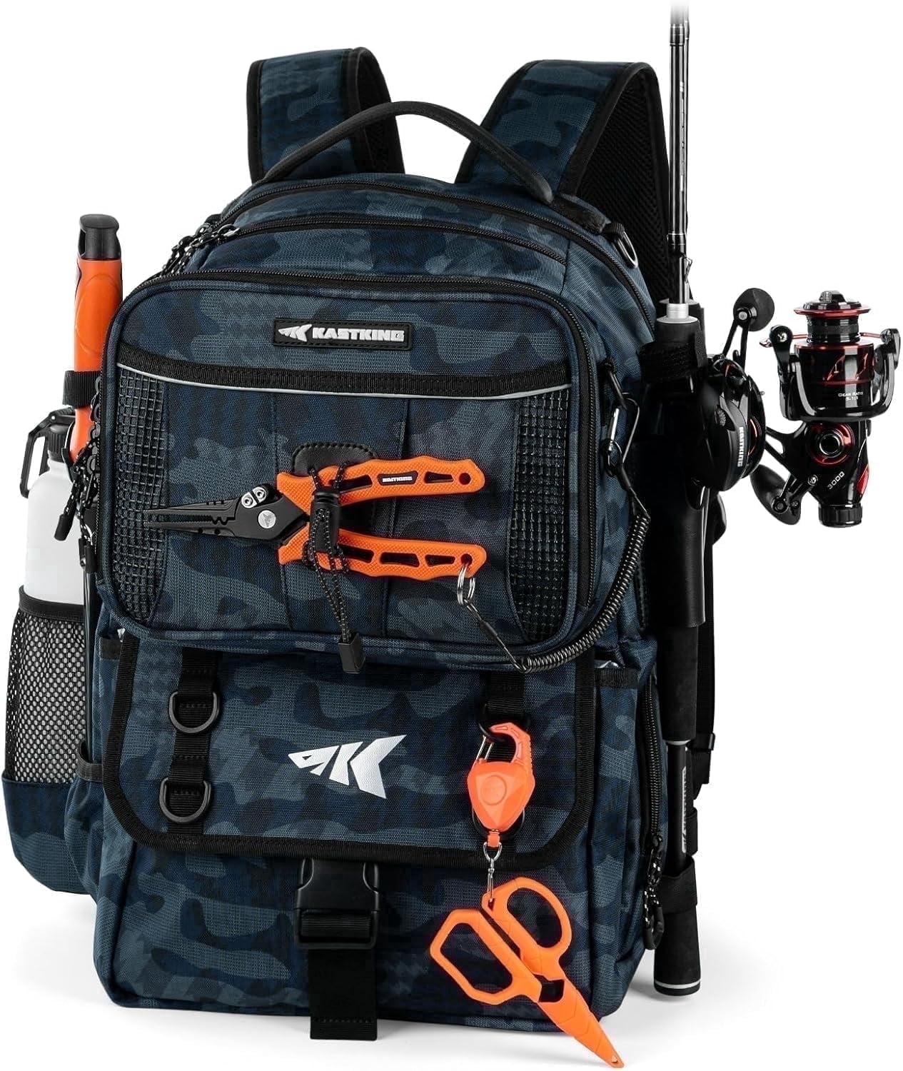 KastKing Fishing Tackle Backpack with Removable Bait Binder Rod Holders Storage Fishing Gear- BaitSpace-50L