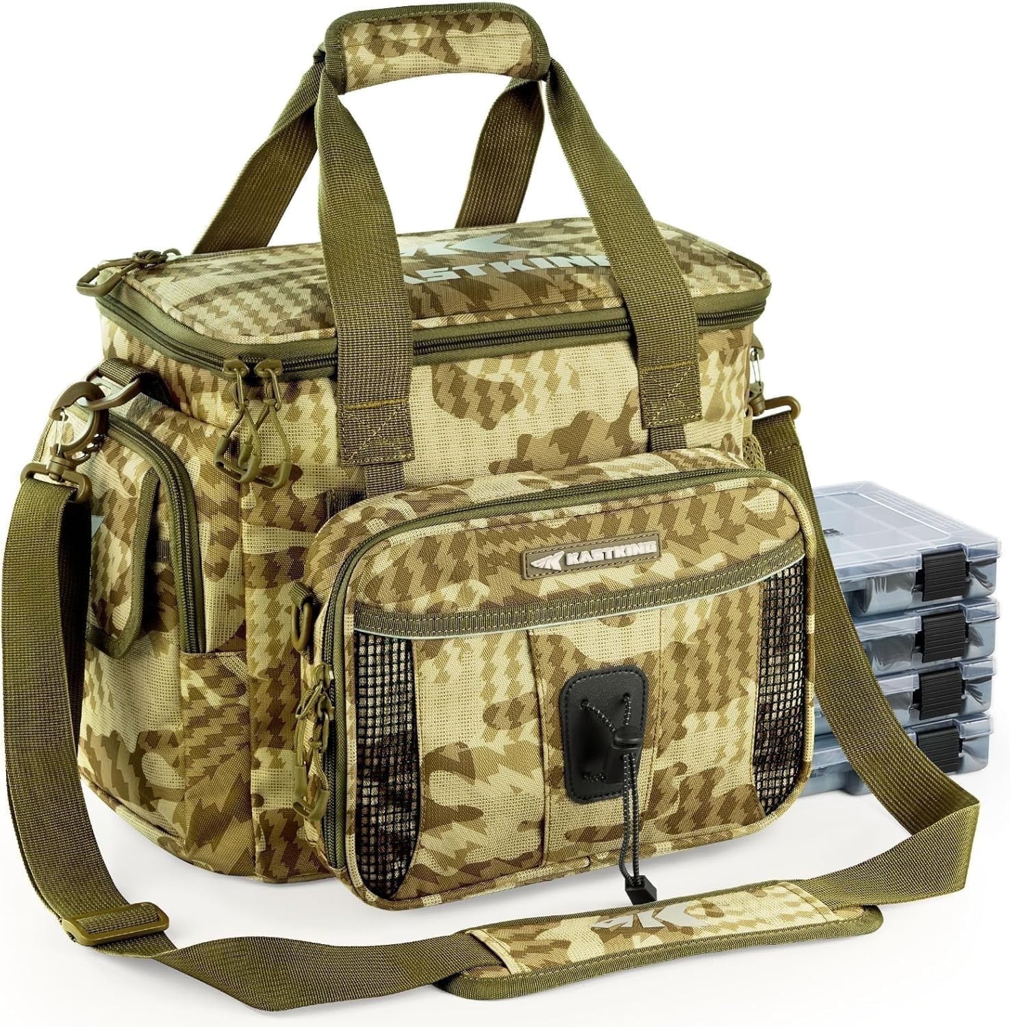 KastKing Fishing Tackle Bag With 4 Tackle Boxes & Removable Bait Binder, Water-Resistant Tackle Storage- BaitSpace
