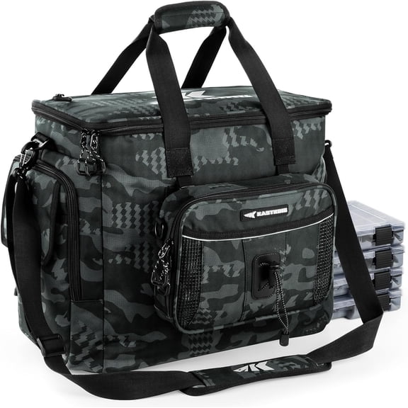 KastKing Fishing Tackle Bag With 4 Tackle Boxes & Removable Bait Binder, Water-Resistant Tackle Storage- BaitSpace