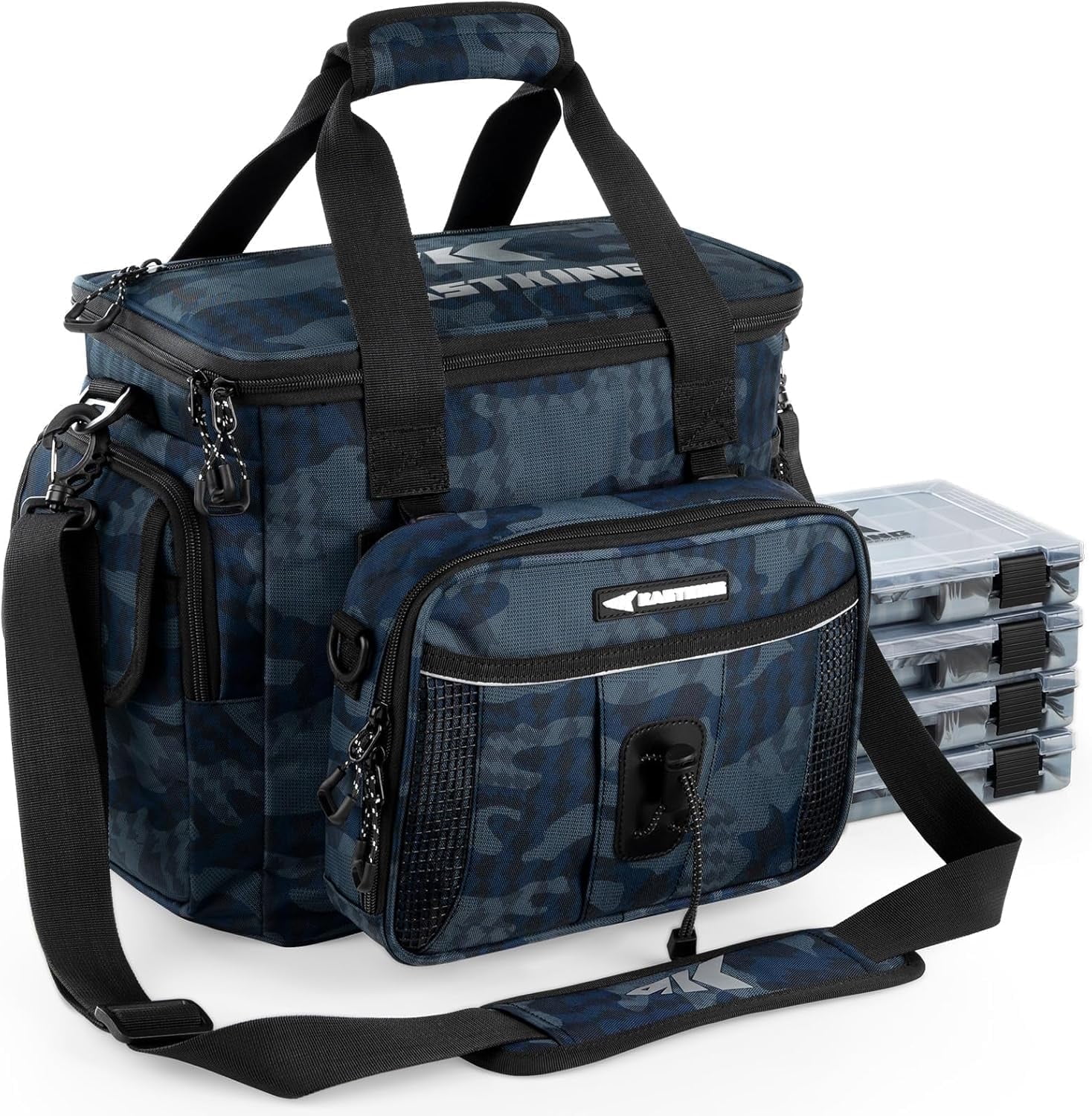 KastKing Fishing Tackle Bag With 4 Tackle Boxes & Removable Bait Binder, Water-Resistant Tackle Storage- BaitSpace