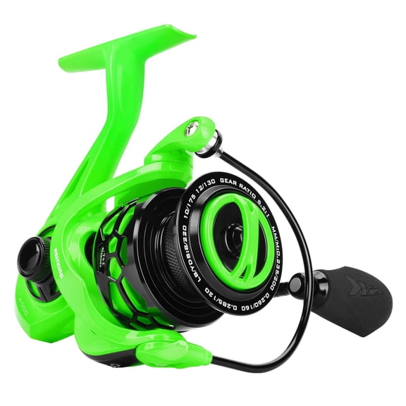 KastKing Zephyr Spinning Reel 5.6oz Oversized Stainless Steel Main Shaft-Green 7+1 3000