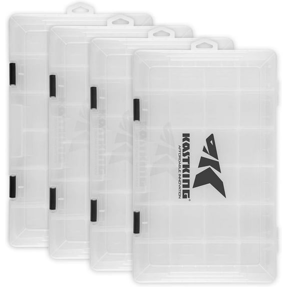 KastKing Tackle Boxes, Plastic Box, Plastic Storage Organizer Box with Removable Dividers - Fishing Tackle Storage-4 Packs