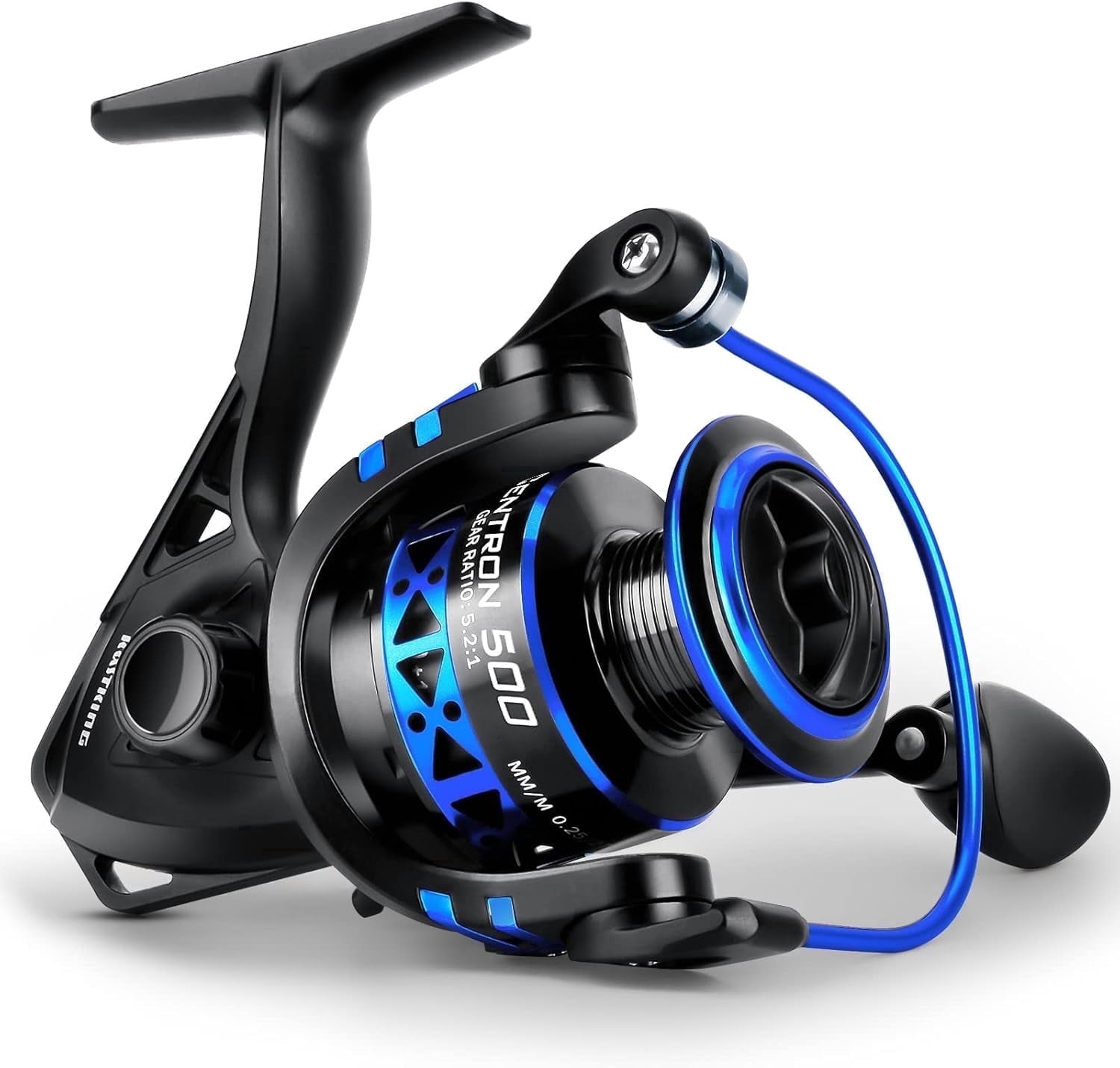 KastKing 500 Spinning Reels, Size 500 is Perfect for Ice Fishing, 17.5Lbs Max Drag, 5.2:1 -Centron-Black