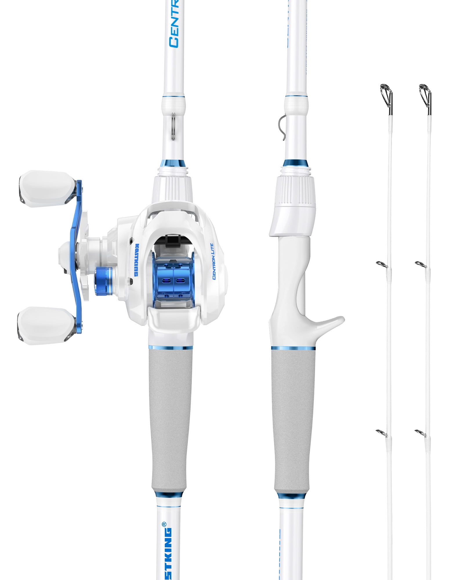 KastKing Centron Lite Twin-Tip Fishing Rod and Reel Combo, IM6 Graphite 2Pc Blanks, Contoured EVA Handles & Fighting Butt, Split or Full Rear Handle Design, 13 Models