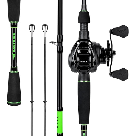 KastKing Baitcasting Fishing Rod and Reel Combo, 6'6" Medium Light/Medium Dual Tip Rod, Right Handed, Freshwater Zephyr