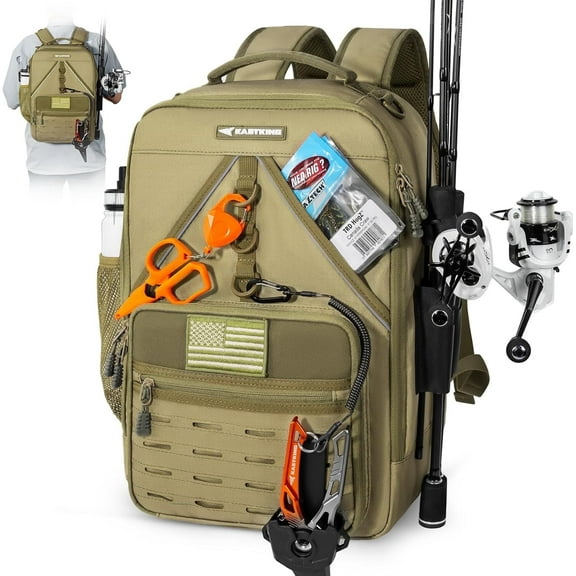 KastKing Fishing Tackle Backpack,Water-Resistant Fishing Bag With 2 Rod Holders,Fishing Gear and Equipment -KarryAll KastMate