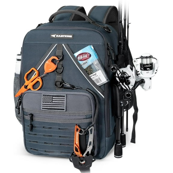 KastKing Fishing Tackle Backpack,Water-Resistant Fishing Bag With 2 Rod Holders,Fishing Gear and Equipment -KarryAll KastMate